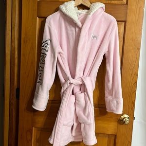 Pink by Victoria Secret fleece hooded bathrobe.